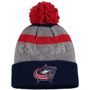 Columbus Blue Jackets Striped Cuffed Knit Hat with Pom