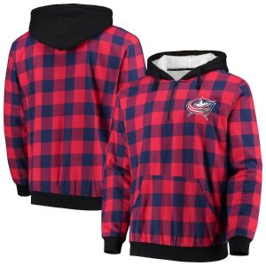 Columbus Blue Jackets Large Check Sherpa Flannel Hoodie