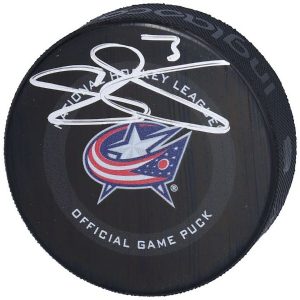 Autographed Seth Jones Columbus Blue Jackets Hockey Puck 