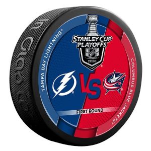 Tampa Bay Lightning vs. Columbus Blue Jackets 2020 Playoffs First Round Hockey Puck
